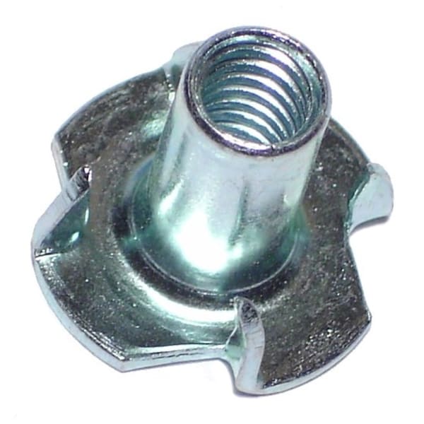 Midwest Fastener T-Nut, 3 Prongs, 1/4"-20, Steel, Zinc Plated, 9/16 in Barrel Ht, 14 PK 60887 - main